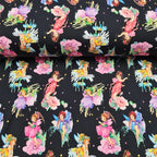 Knitted fabric 150cm | 200g/m² – fairies on a black background