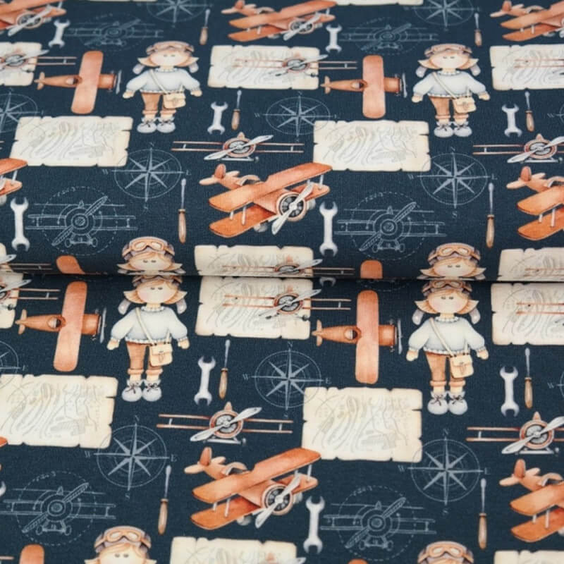 Knitted fabric 150cm | 210-215g/m² – 15 airplane