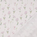 Knitted fabric 150cm | 200g/m² – flowers on a white background