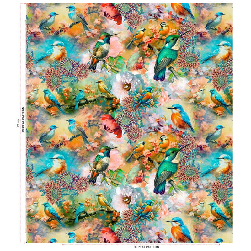 Knitted fabric 160cm | 215g/m² – birds
