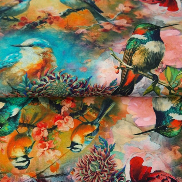 Knitted fabric 160cm | 215g/m² – birds