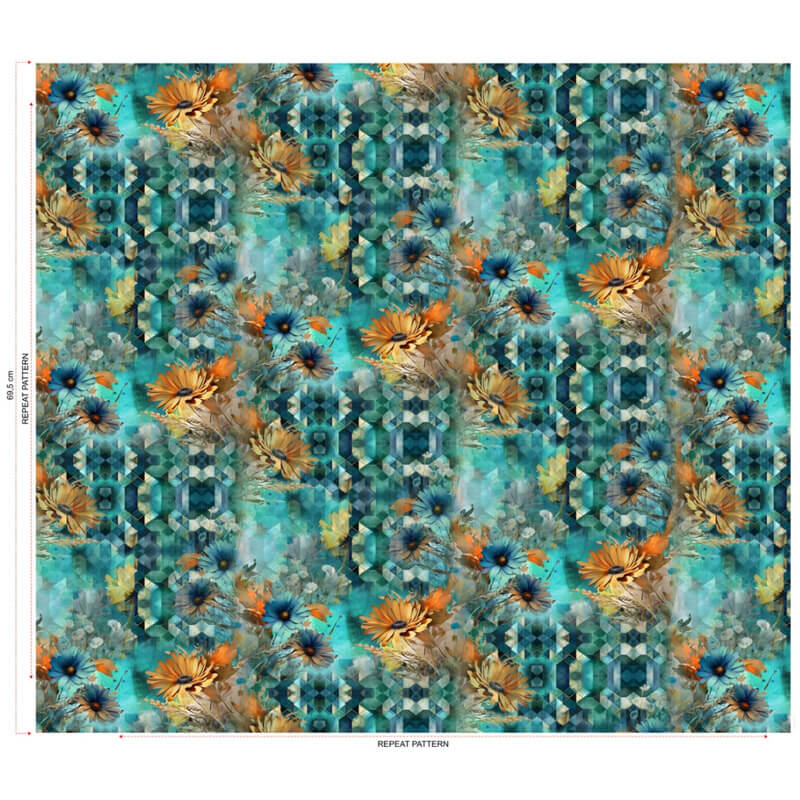 Knitted fabric 150cm | 215g/m² - flowers - geometry