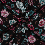 Viscose fabric with elastane 140cm | 180g/m² – flowers on a black background