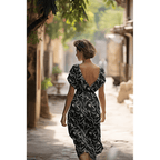 Viscose fabric with elastane 140cm | 180g/m² – black with pattern