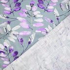 Linen - viscose fabric 140cm | 180g/m² - plant pattern on a gray background