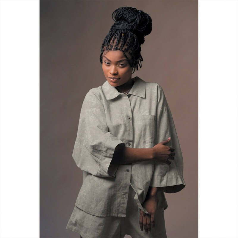 Embroidered linen - viscose fabric 130cm | 245g/m² - birds on a natural background