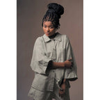 Embroidered linen - viscose fabric 130cm | 245g/m² - birds on a natural background