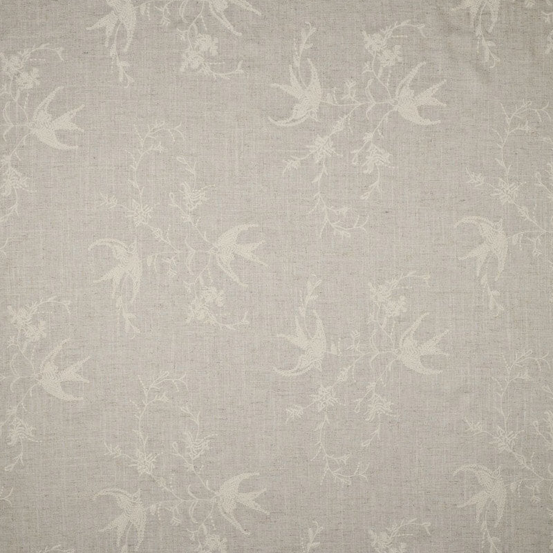 Embroidered linen - viscose fabric 130cm | 245g/m² - birds on a natural background