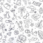 Last piece - cotton fabric 150x60cm - white with drawings