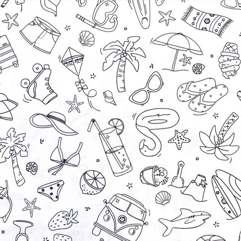 Last piece - cotton fabric 150x60cm - white with drawings