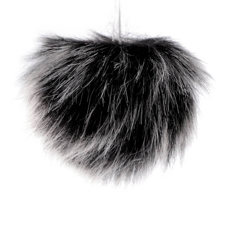 Faux fur ball Ø12cm - brown with black