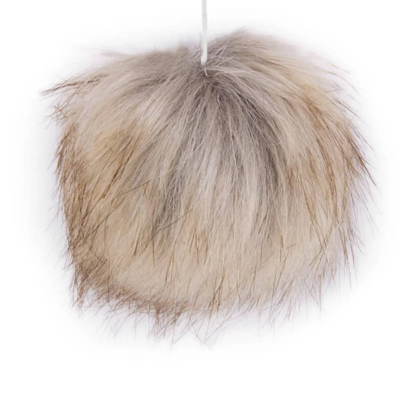 Faux fur ball Ø12cm - brown with black