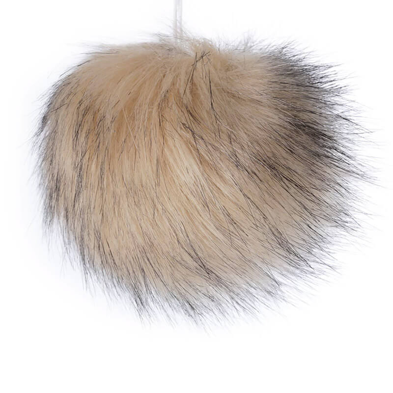 Faux fur ball Ø12cm - brown with black