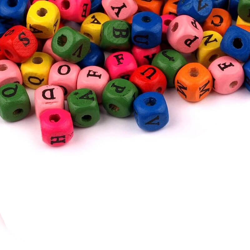 Wooden cubes / beads - letters 10x10mm | 20g