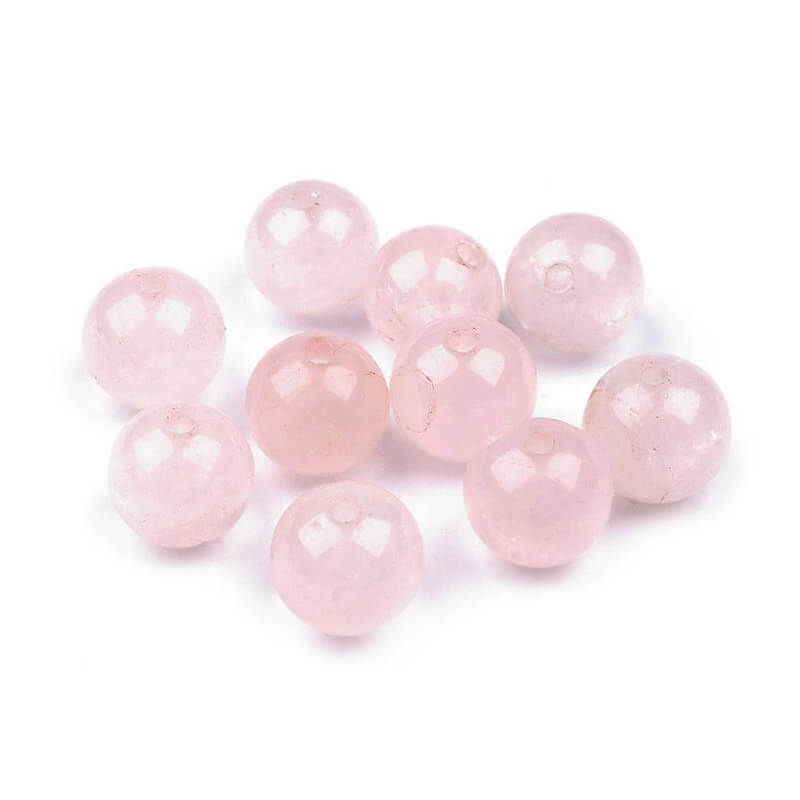 Dabīgā akmens pērle Rožu kvarcs Ø8mm | Ø10mm