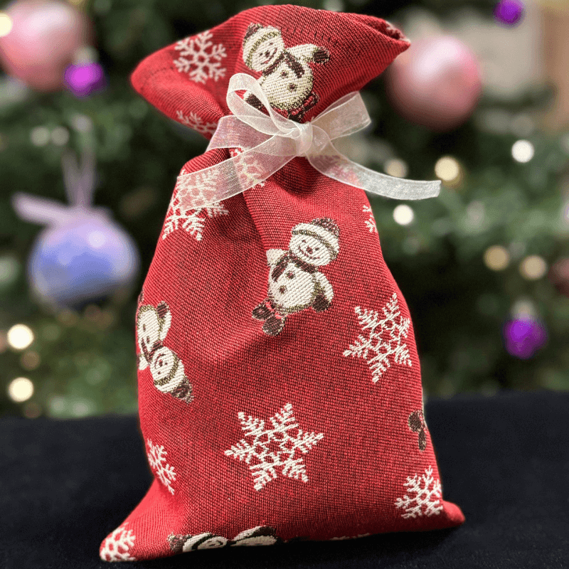 Dāvanu maisiņš 26x16cm – Sniegavīrs - sarkans