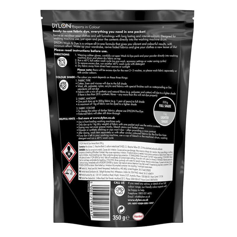 DYLON WASH &amp; DYE fabric color restorer 350g - black
