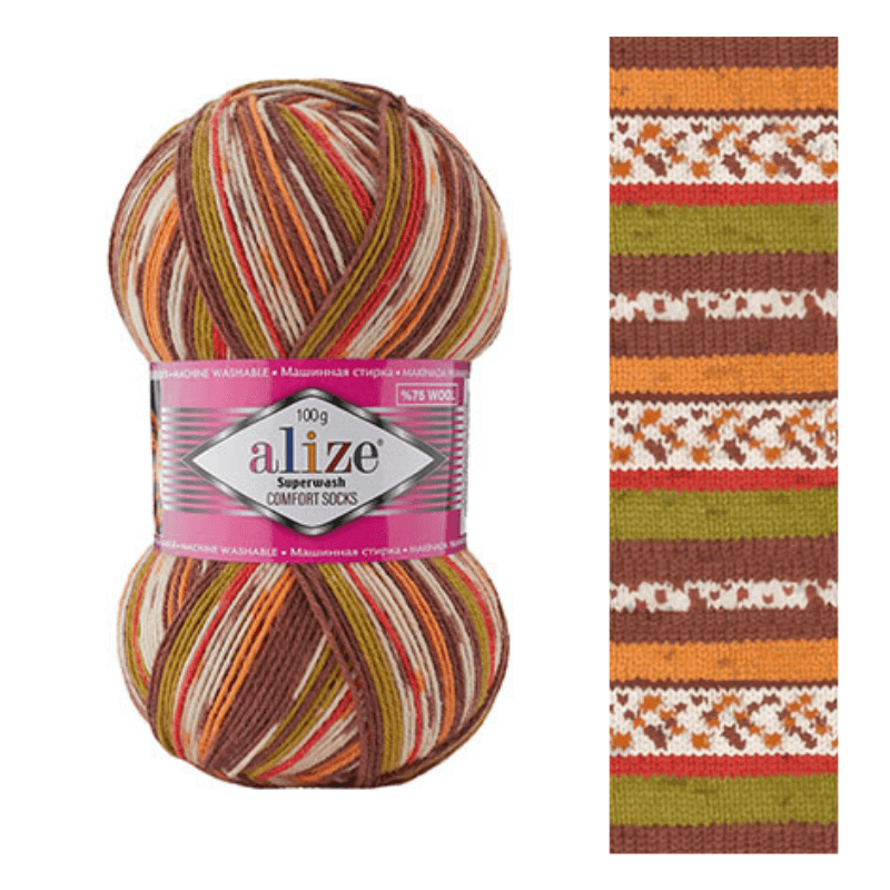Alize Superwash Comfort Sock zeķu dzija – daudzkrāsaina 100g | 420m