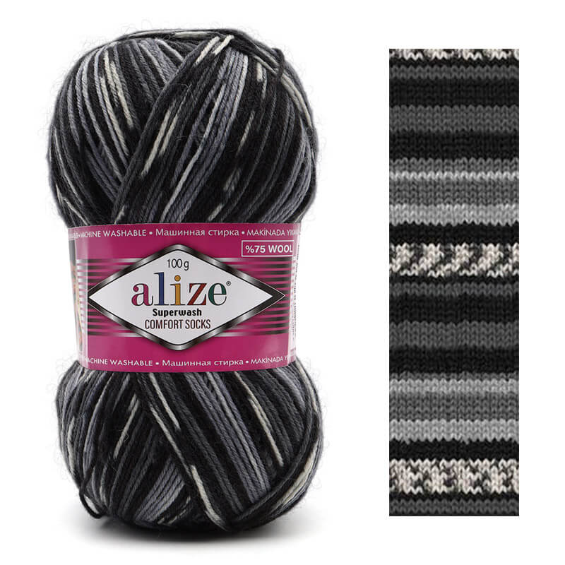Alize Superwash Comfort Sock zeķu dzija – daudzkrāsaina 100g | 420m