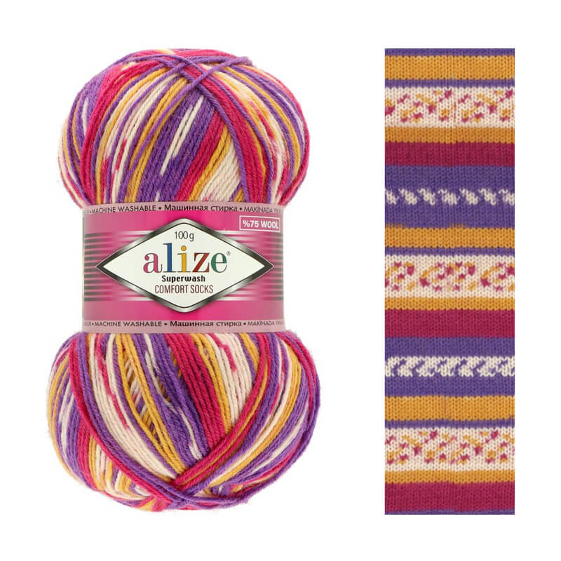 Alize Superwash Comfort Sock zeķu dzija – daudzkrāsaina 100g | 420m
