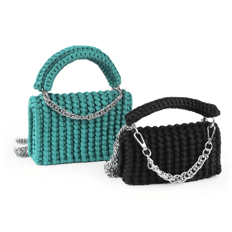 Bag handle with chain and carabiners
