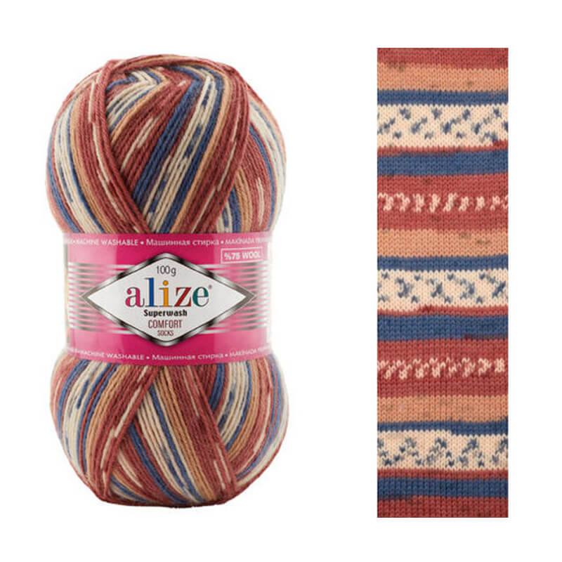 Alize Superwash Comfort Sock zeķu dzija – daudzkrāsaina 100g | 420m
