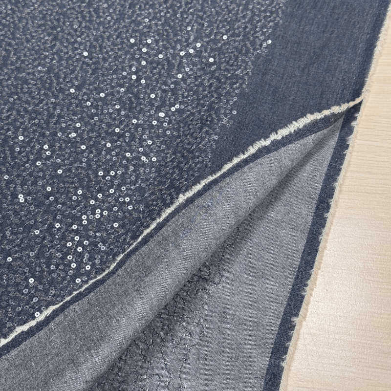 Denim fabric 175cm | 320g/m² – dark blue with worn effect