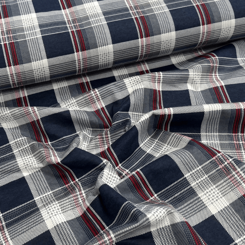 Kokvilnas flaneļa audums 150cm | 170g/m² – rūtains – zils