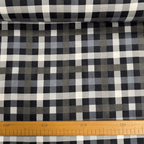 Kokvilnas flaneļa audums 150cm | 170g/m² – rūtains – pelēks