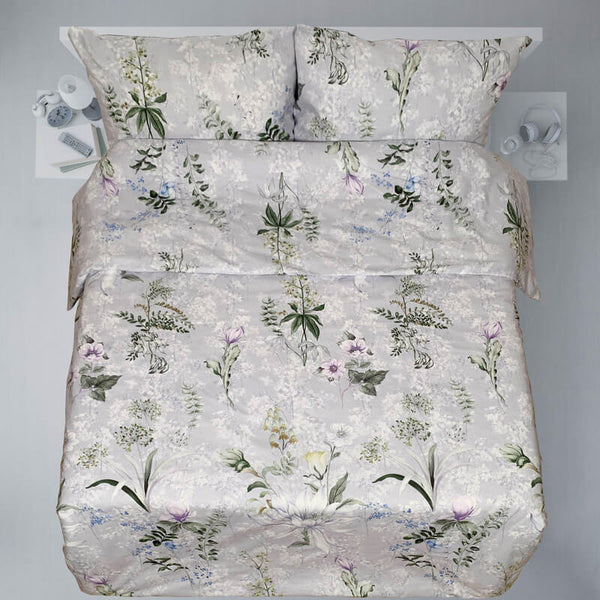 Kokvilnas gultas veļas komplekts 240x220cm – augu raksts