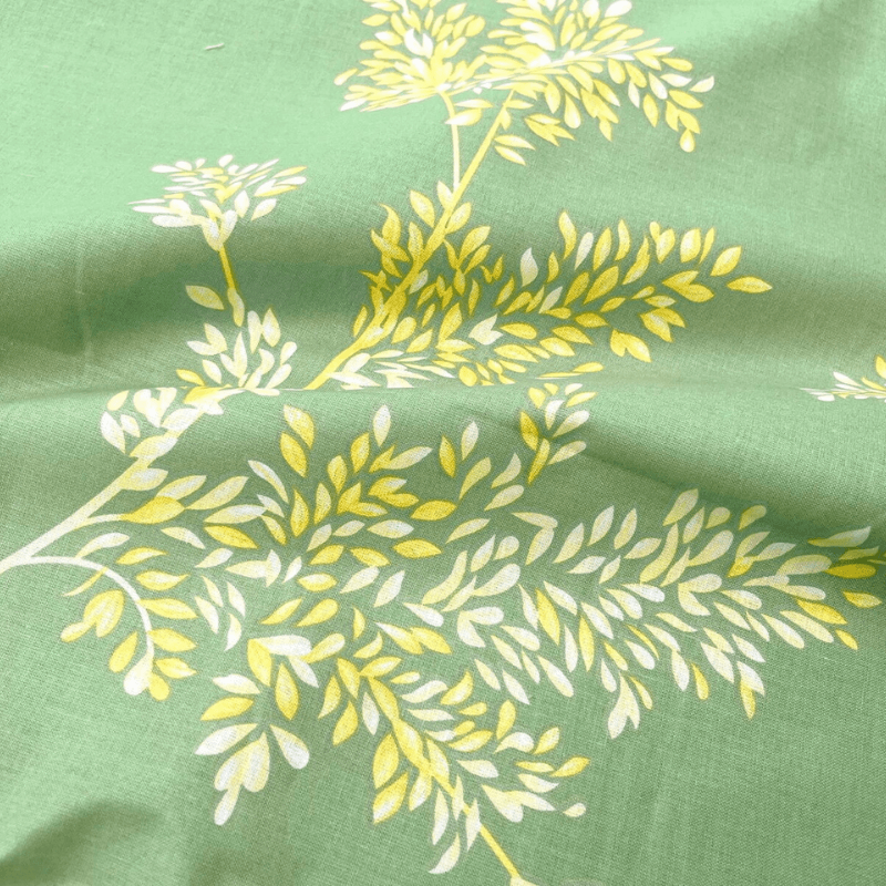 Cotton bed linen set 200x210cm – plant pattern – green