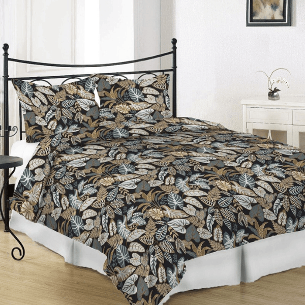 Kokvilnas satīna gultas veļas komplekts 220x210cm – lapu raksts