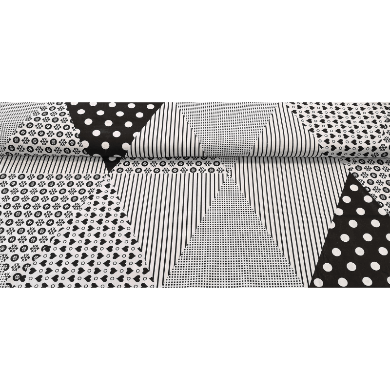 Kokvilnas gultas veļas komplekts 180x210cm – ģeometrija - melnbalts