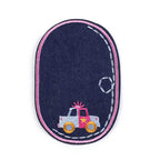 Džinsu auduma ielāps - piegludināms - zils ar mašīnu 390560