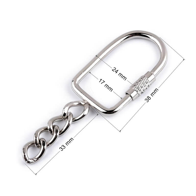Carabiner with safety lock and chain 17mm
