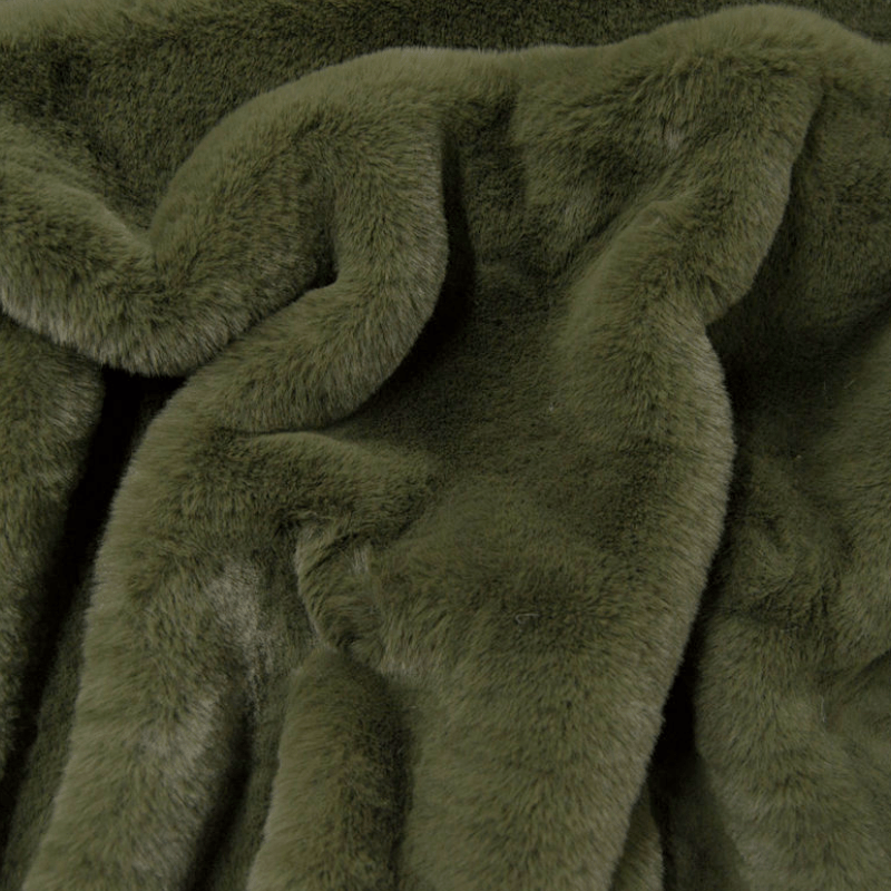 Mākslīgās kažokādas audums 155cm | 320g/m² - 006 haki zaļš