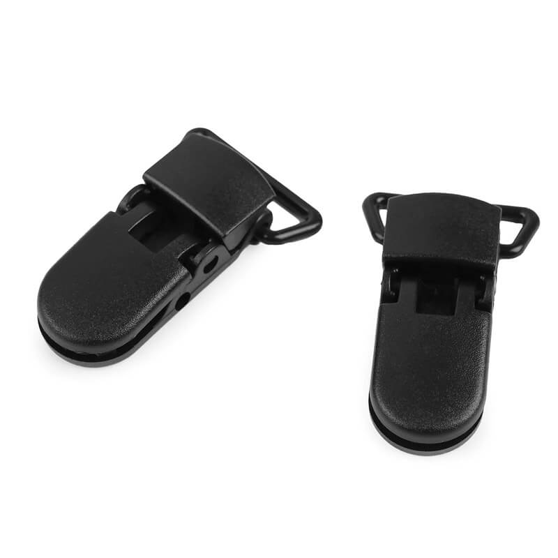 Plastic clip for pacifiers