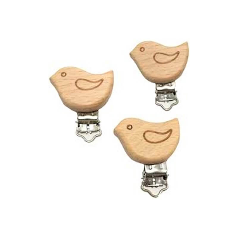 Wooden pacifier clips