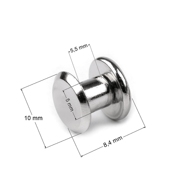 Screw-on metal stud 10x8.7mm