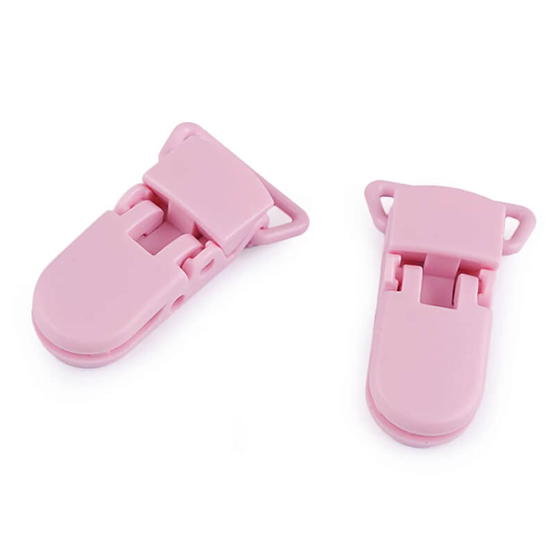 Plastic clip for pacifiers