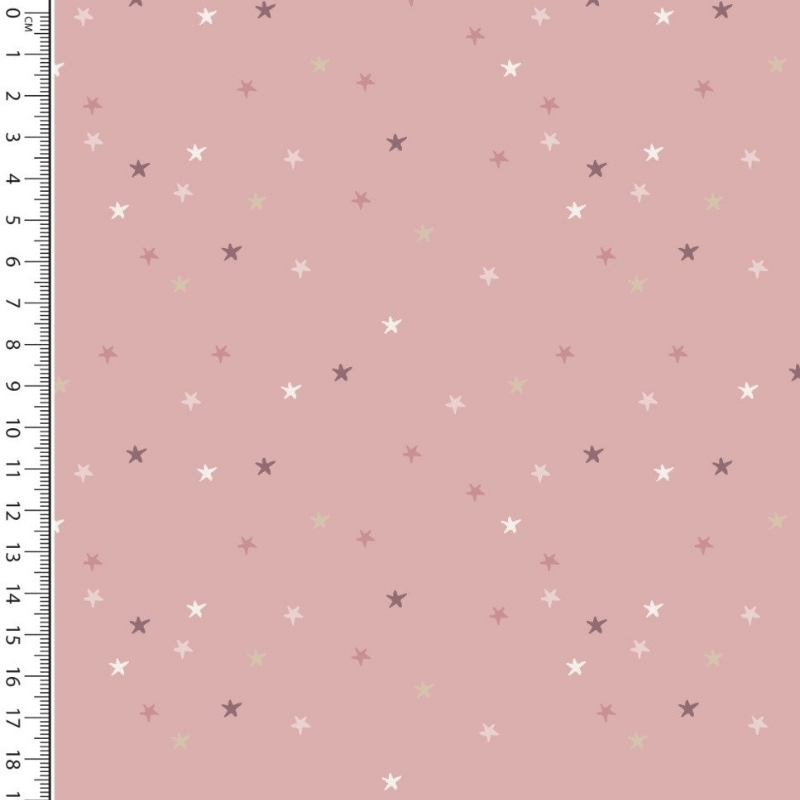 Kokvilnas audums 150cm | 115g/m² - zvaigznītes - rozā