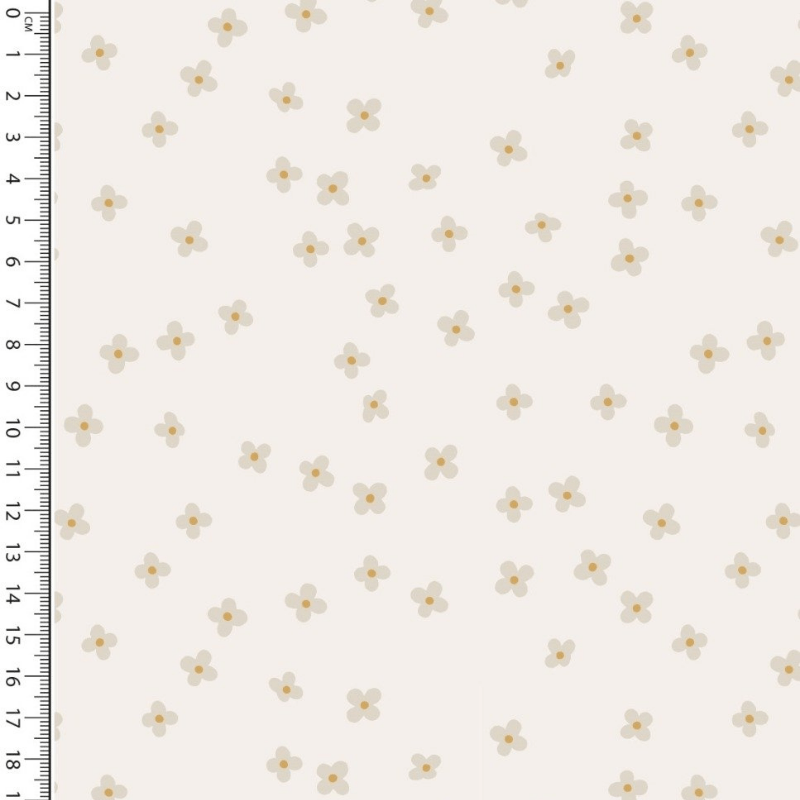 Kokvilnas audums 150cm | 115g/m² - ziediņi - krēmkrāsā