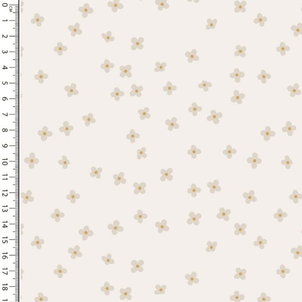 Kokvilnas audums 150cm | 115g/m² - ziediņi - krēmkrāsā
