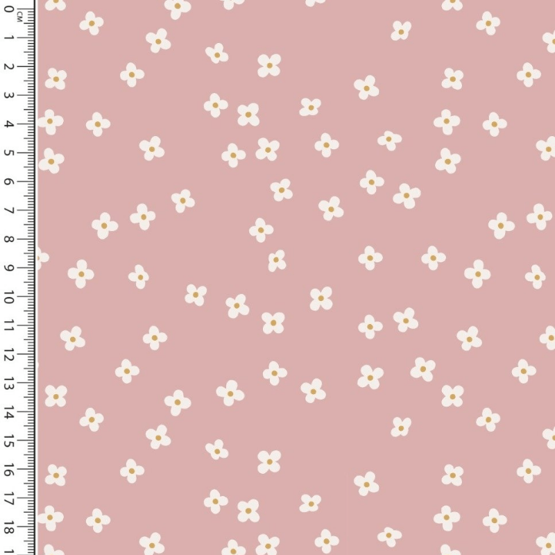 Kokvilnas audums 150cm | 115g/m² - ziediņi - rozā