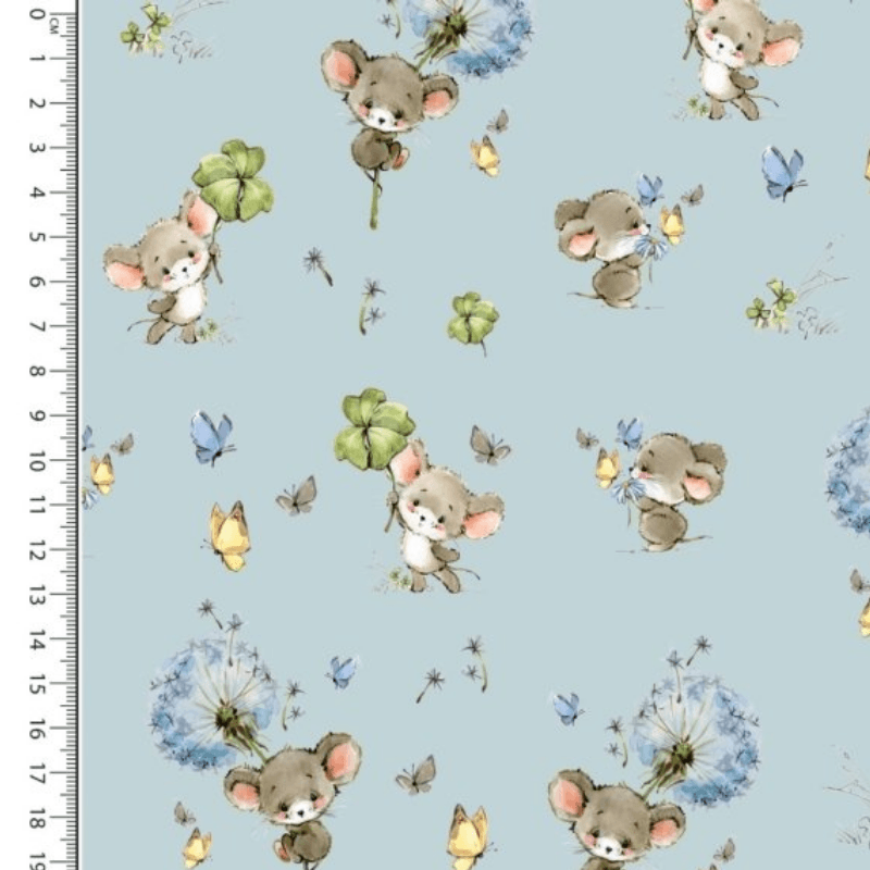 Kokvilnas audums 150cm | 115g/m² - peles - gaiši zils