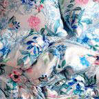 Cotton sateen bedding set 150x220cm – flowers- dark green