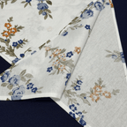 Cotton fabric triangle scarf 100x50cm – white with flowers