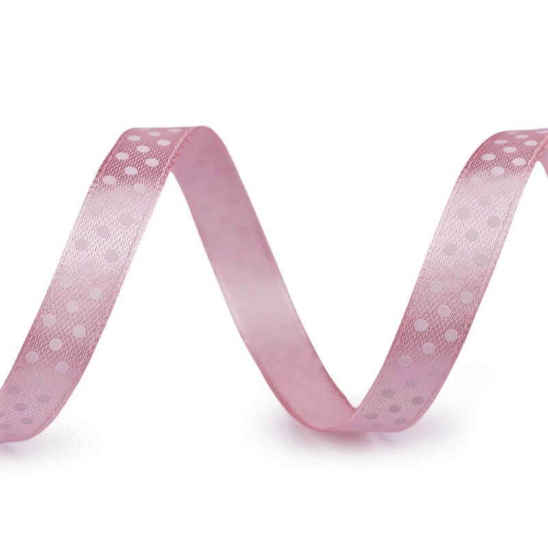 Decorative satin ribbon with dots 10mm