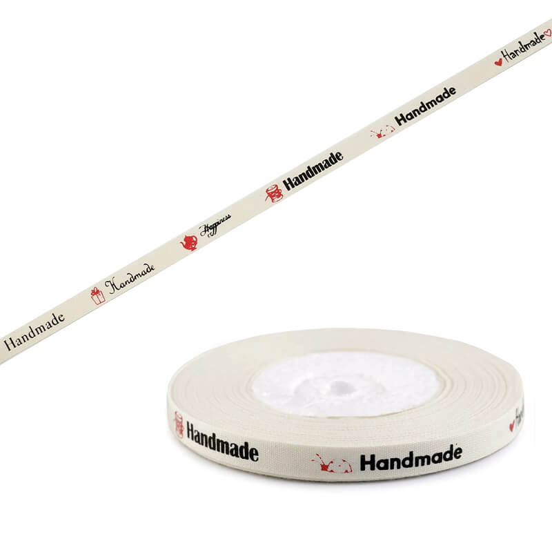 Printed cotton ribbon Handmade 10mm