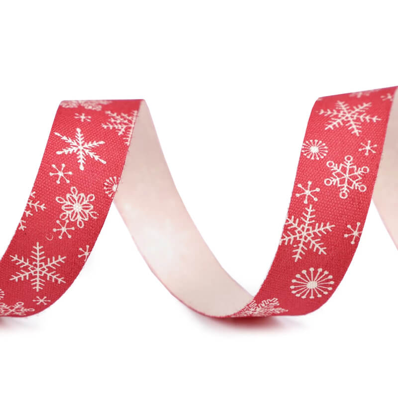 Printed cotton ribbon 15mm - snowflakes